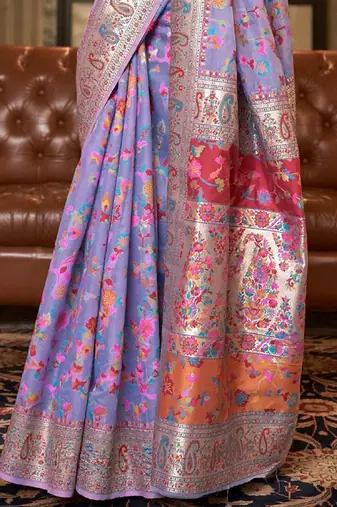 Purple women woven design zari kanjeevaram saree