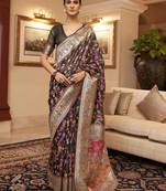 Black floral zari kanjeevaram saree