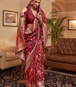 Maroon woven design zari kanjeevaram saree