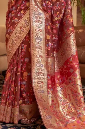 Maroon woven design zari kanjeevaram saree