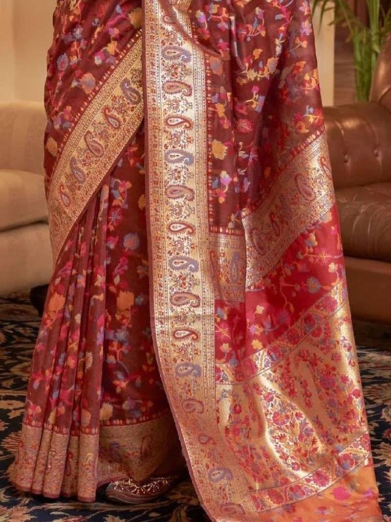 Maroon woven design zari kanjeevaram saree
