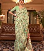 Green floral zari kanjeevaram saree