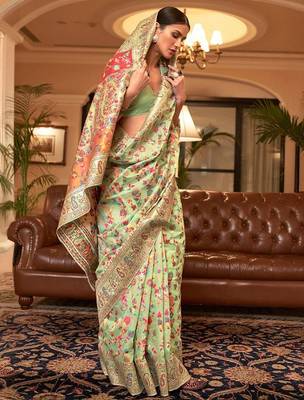Green floral zari kanjeevaram saree 2