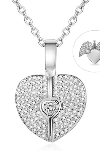 Heart shape pendant chain cz studded casual daily wear jewelry for women