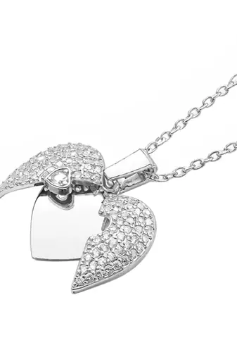 Heart shape pendant chain cz studded casual daily wear jewelry for women