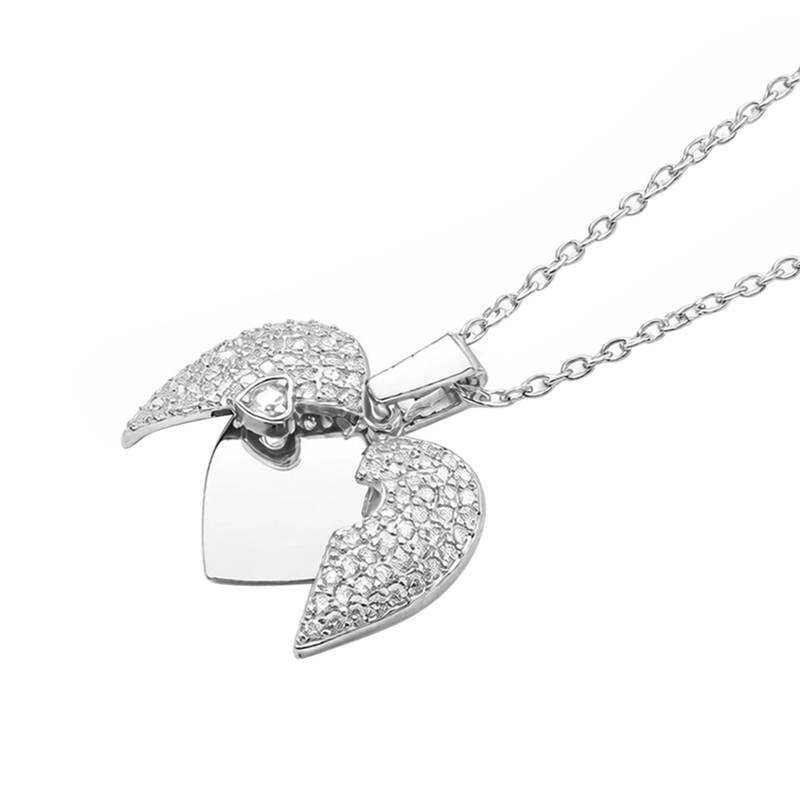 Heart shape pendant chain cz studded casual daily wear jewelry for women