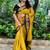 Yellow ethnic motifs zari kanjeevaram saree