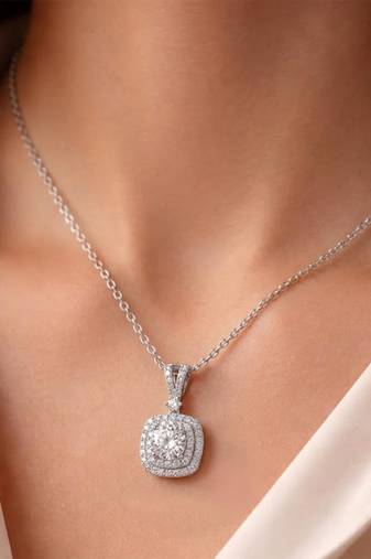 Stylish pendant chain cz crystal studded casual daily wear jewelry for women