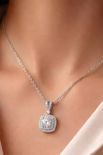 Stylish pendant chain cz crystal studded casual daily wear jewelry for women