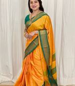 Yellow woven design zari kanjeevaram saree
