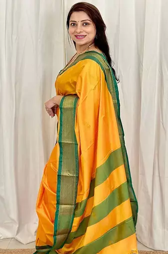 Yellow woven design zari kanjeevaram saree