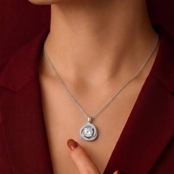 Elegant pendant chain cz crystal studded jewelry for women 1