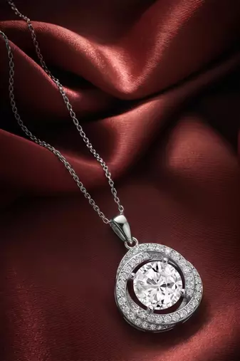 Elegant pendant chain cz crystal studded jewelry for women