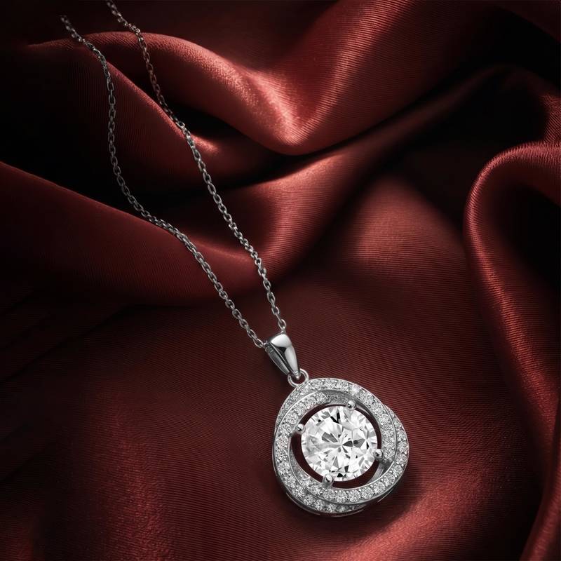 Elegant pendant chain cz crystal studded jewelry for women