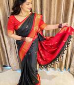 Black ethnic motifs kanjeevaram saree
