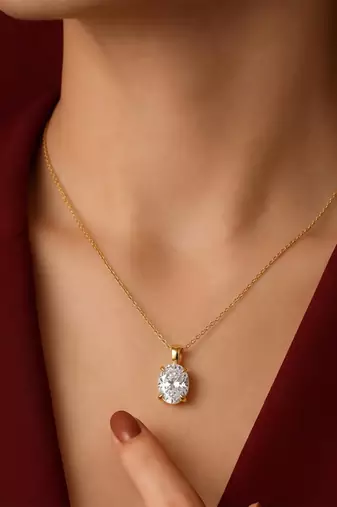 White fancy pendant chain crystal studded casual daily wear jewelry for women