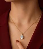 White fancy pendant chain crystal studded casual daily wear jewelry for women