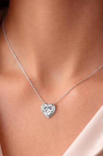 White solitaire pendant chain crystal studded casual daily wear jewelry for women