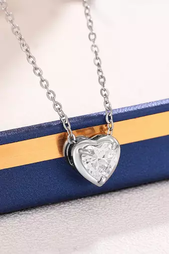 White solitaire pendant chain crystal studded casual daily wear jewelry for women