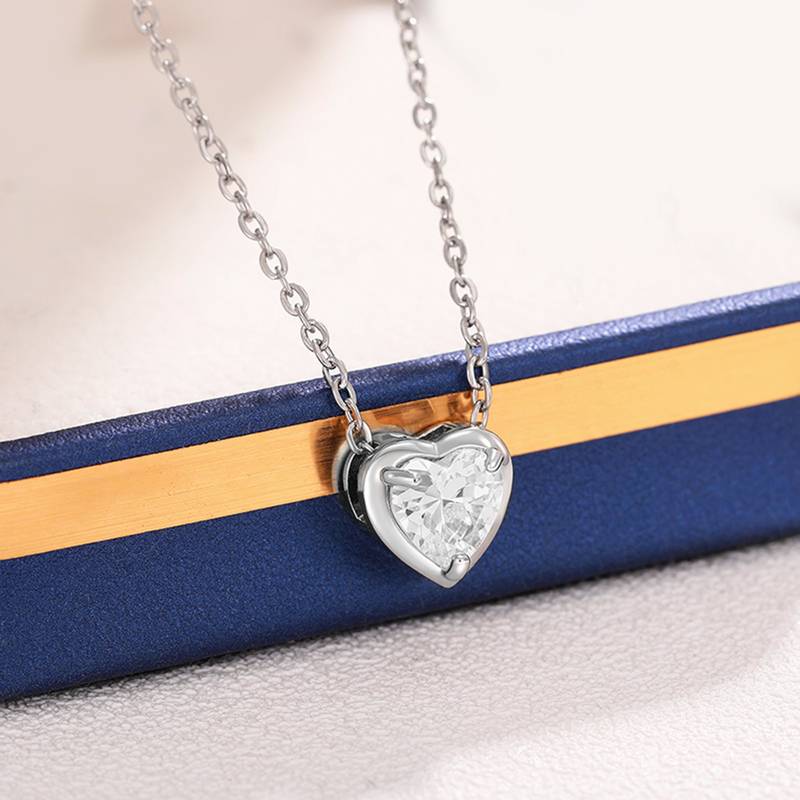White solitaire pendant chain crystal studded casual daily wear jewelry for women