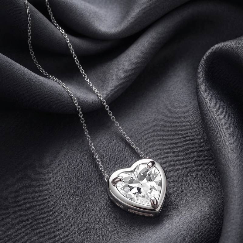 White solitaire pendant chain crystal studded casual daily wear jewelry for women