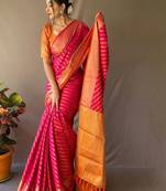 Pink woven design zari patola saree