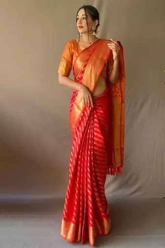 Red woven design zari patola saree