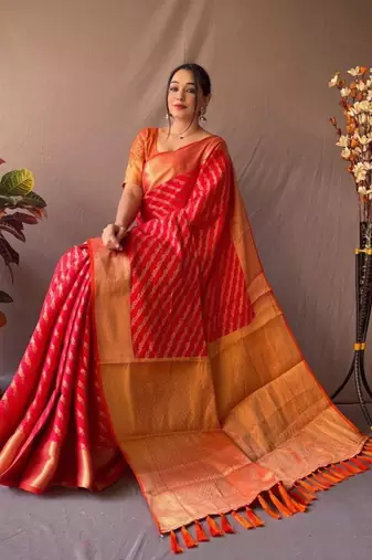 Red woven design zari patola saree