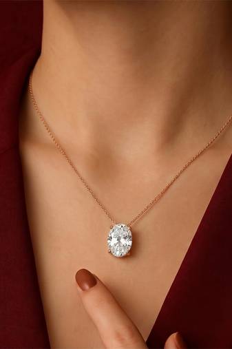 White rose solitaire pendant chain crystal studded casual daily wear jewelry for women