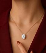 White rose solitaire pendant chain crystal studded casual daily wear jewelry for women