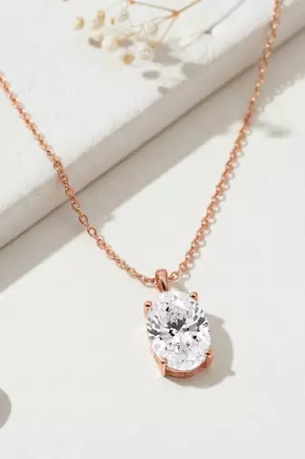 White rose solitaire pendant chain crystal studded casual daily wear jewelry for women