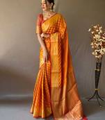 Yellow woven design zari patola saree