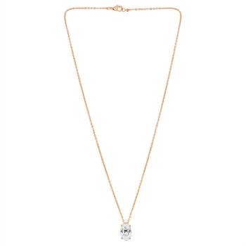 White rose solitaire pendant chain crystal studded casual daily wear jewelry for women 5