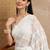 White floral embroidered  georgette heavy work saree