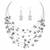 Grey fancy layered necklace earrings set beads studded festive