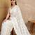 White floral embroidered  georgette heavy work saree