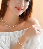 Beads studded three layer necklace earrings & bracelet bharatanatyam