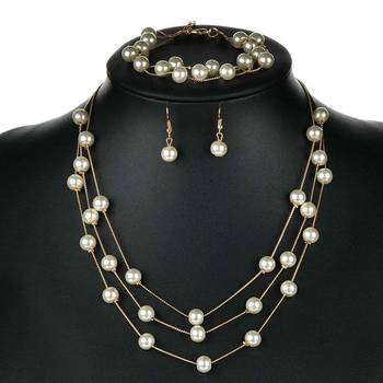 Beads studded three layer necklace earrings & bracelet bharatanatyam 3