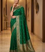 Green zari silk blend designer banarasi saree