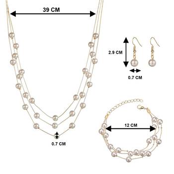 Beads studded three layer necklace earrings & bracelet bharatanatyam 4