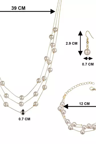 Beads studded three layer necklace earrings & bracelet bharatanatyam