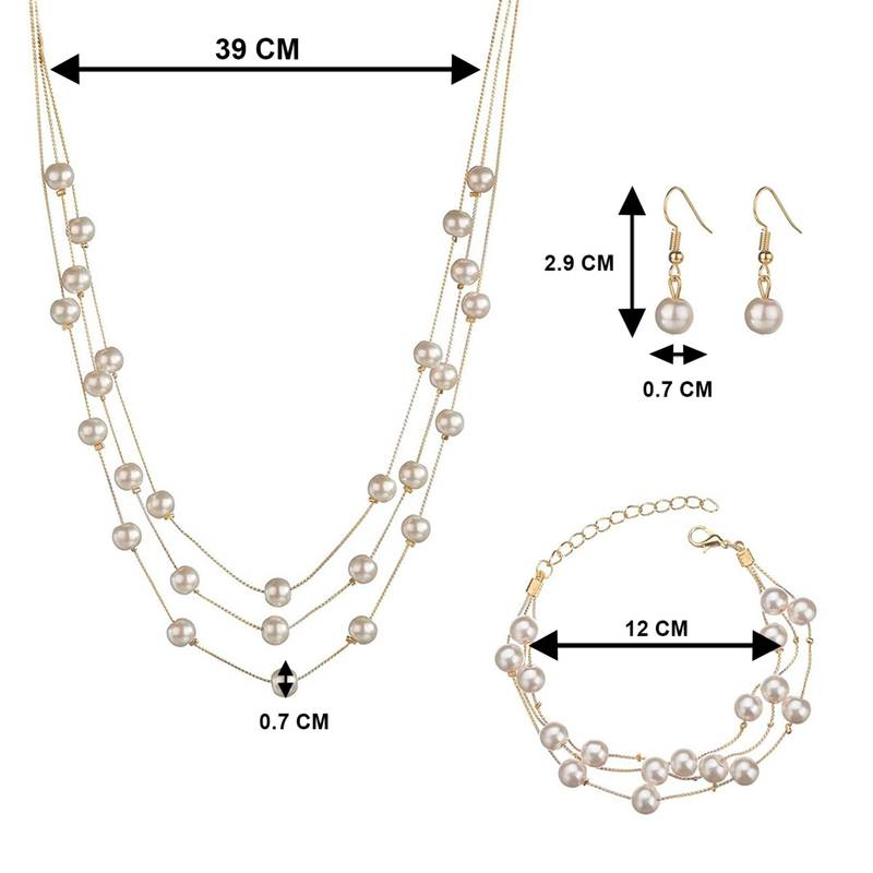 Beads studded three layer necklace earrings & bracelet bharatanatyam