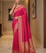 Magenta zari silk blend designer banarasi saree