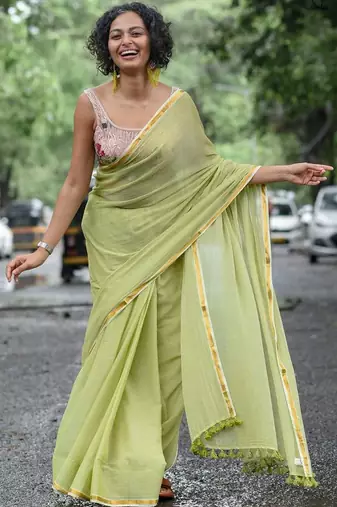 Lime  cotton saree