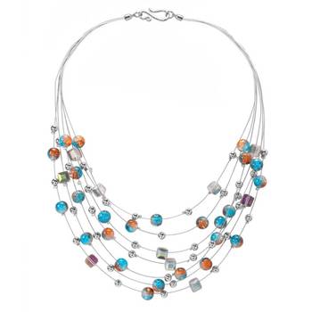 Multi fancy layered necklace earrings set beads studded festive 2
