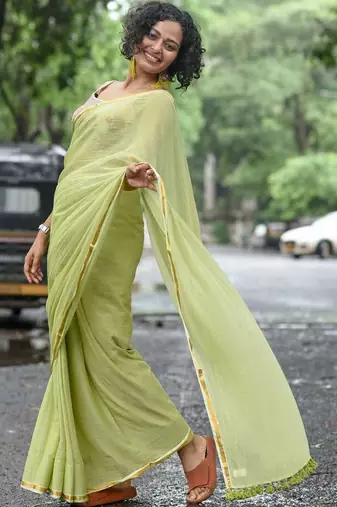 Lime  cotton saree