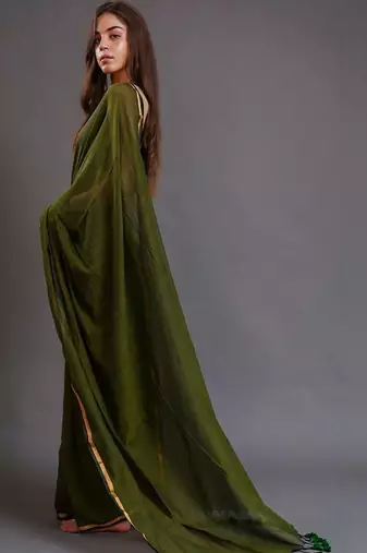 Olive  cotton saree