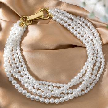Gold plated beads studded elegant necklace fashion jewellery gift for women 1