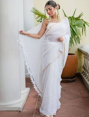 White  cotton saree 1