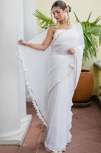 White  cotton saree